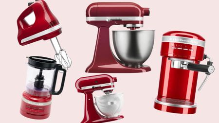 Some of the Black Friday KitchenAid deals on a pink background