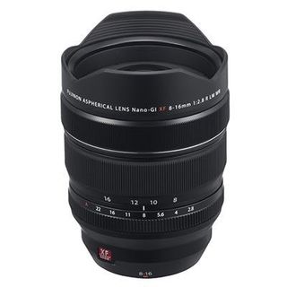 Fujifilm XF8-16mm f/2.8 R LM WR lens on white background