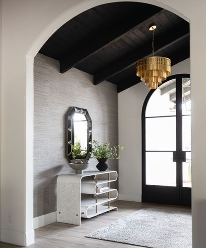 6 entryway shelving ideas that blend style and function | Homes and Gardens - Textured Wall Shelves Design Entryway With Standard Door Width
