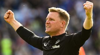 Newcastle United manager Eddie Howe celebrates after a match