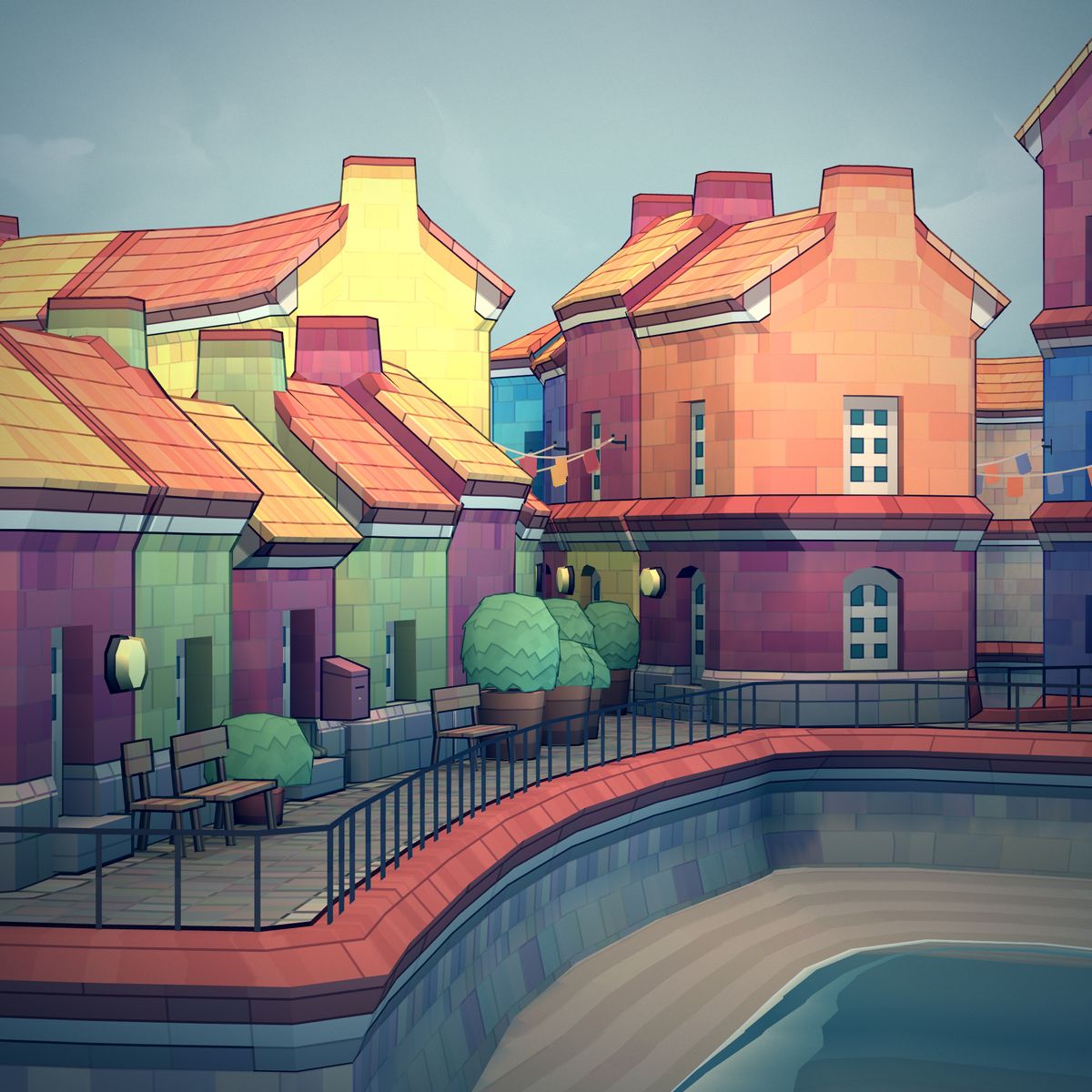 Townscaper town from various angles