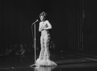 Shirley Bassey wearing the catsuit in her heyday.
