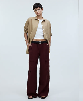 Madewell Pull-On Wide-Leg Cargo Pants in Softdrape