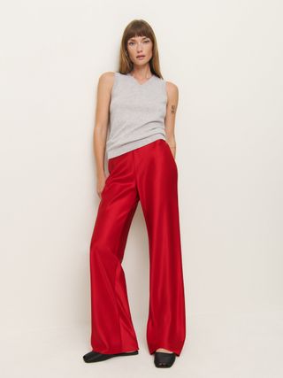 Gale Satin Mid Rise Bias Pant