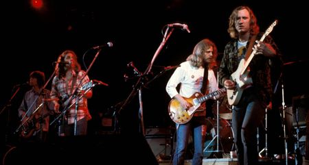 The Eagles perform live in 1977 (L-R): Randy Meisner, Glenn Frey, Don Felder and Joe Walsh 