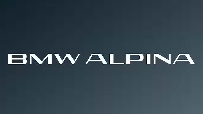 BMW Alpina wordmark in white blocky letters