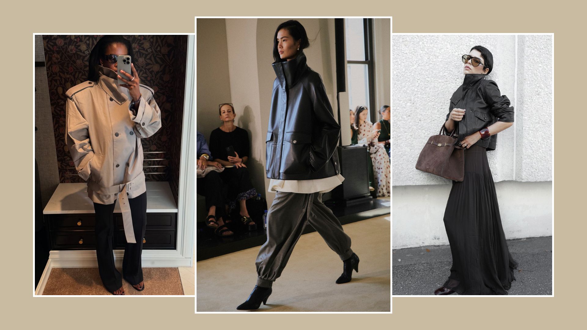 A collage of some of the best funnel neck jackets.