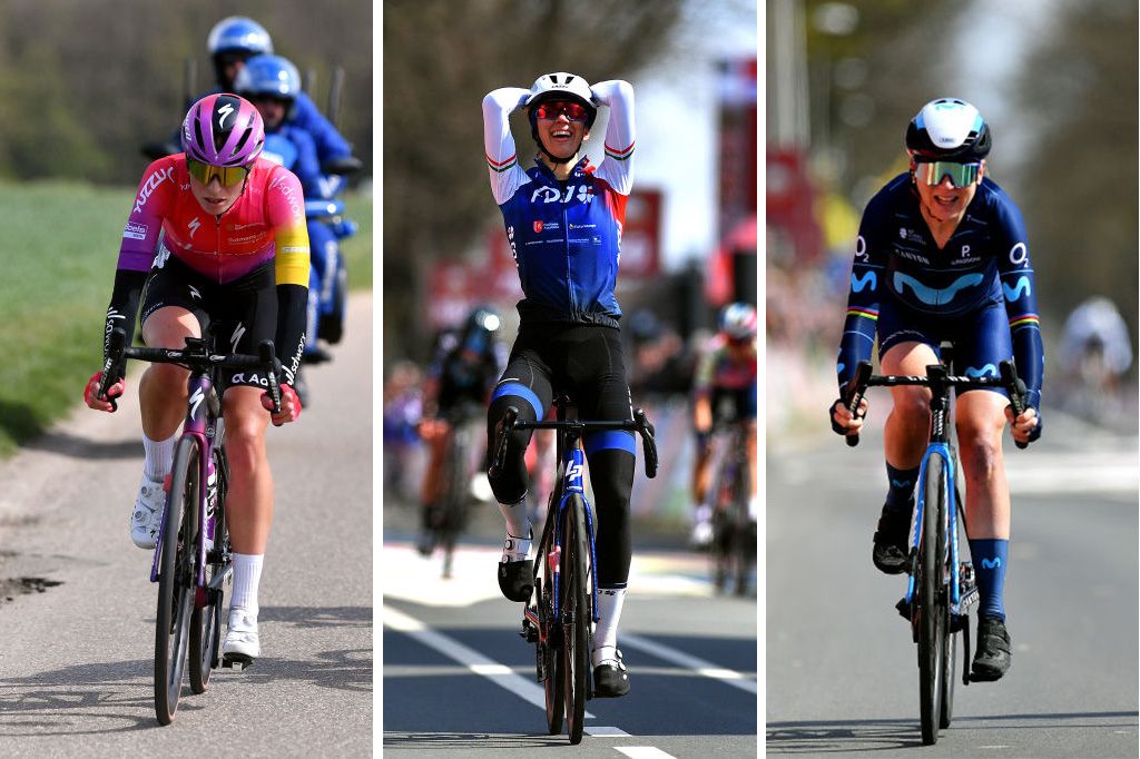 Demi Vollering (SD Worx), Marta Cavalli (FDJ Nouvelle-Aquitaine Futuroscope) and Annemiek van Vleuten (Movistar)