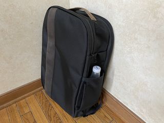 Waterfield Air Travel Backpack Lifestyle With Water Bottle