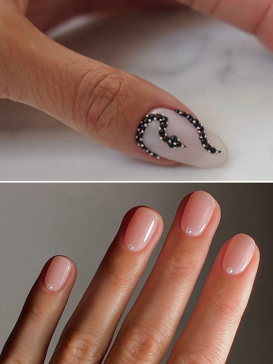 A texture-inspired manicure by Iram Shelton and jelly manicure my Mate Janova