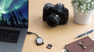 Desk with a camera on it