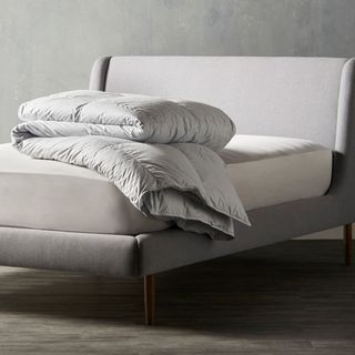 couch with white vegan duvet