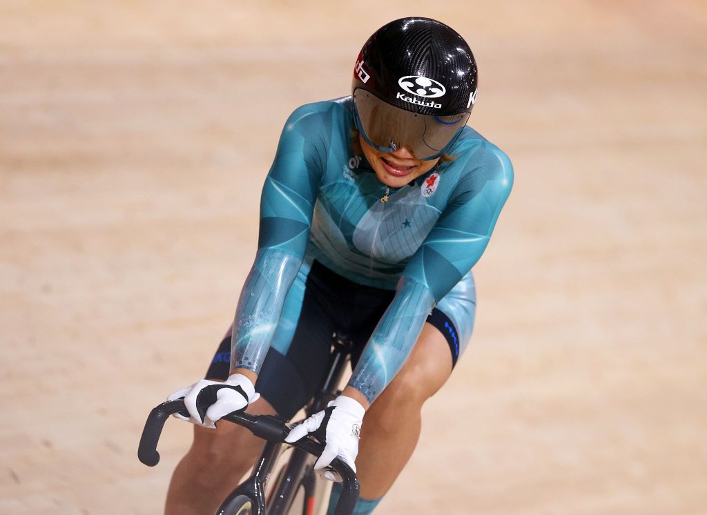 IZU JAPAN AUGUST 04 Wai Sze Lee of Team Hong Kong competes during the Womens Keirin repechages heat 2 of the track cycling on day twelve of the Tokyo 2020 Olympic Games at Izu Velodrome on August 04 2021 in Izu Japan Photo by Tim de WaeleGetty Images