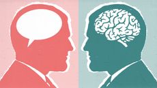Illustration of two people, one with a brain and the other with a speech bubble