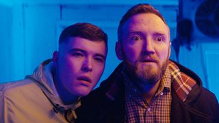 (L-R) Liam Óg Ó Hannaidh and JJ Ó Dochartaigh in "Kneecap"