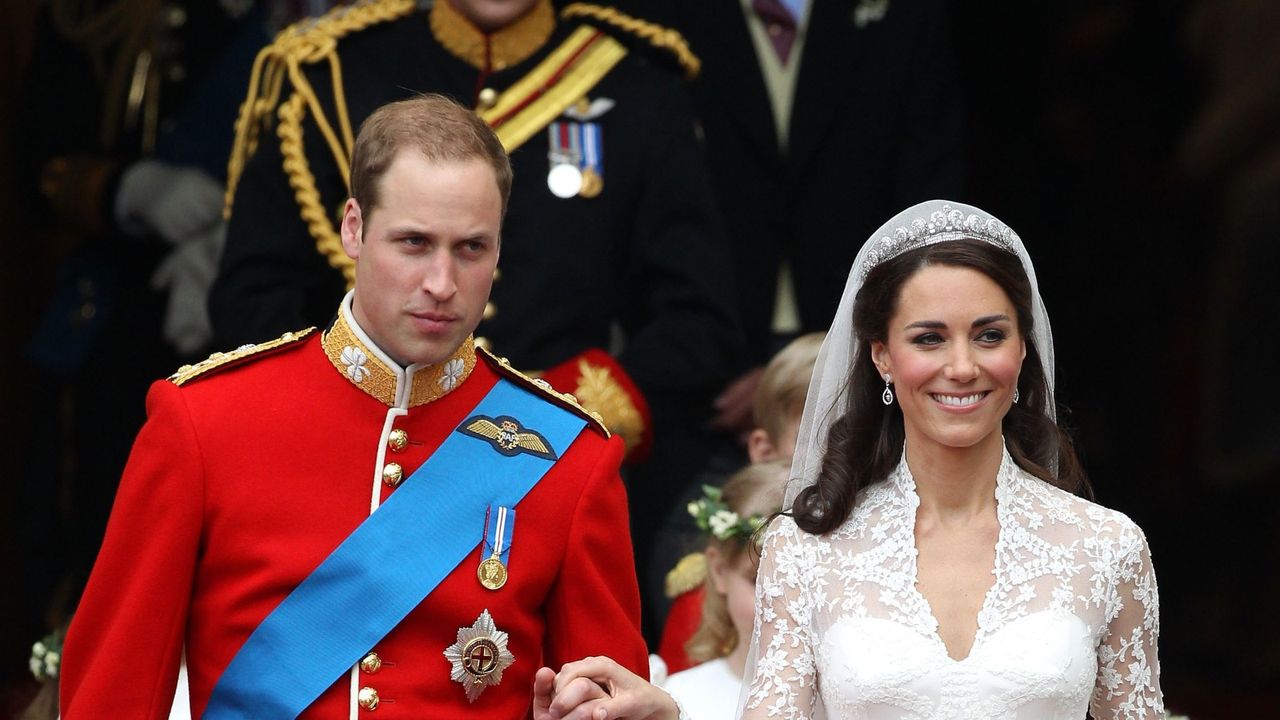 LONDON, ENGLAND - APRIL 29: TRH Prince William, Duke of Cambridge and Catherine, Duchess of Cambridge smile following their marriage at Westminster Abbey on April 29, 2011 in London, England. The marriage of the second in line to the British throne was led by the Archbishop of Canterbury and was attended by 1900 guests, including foreign Royal family members and heads of state. Thousands of well-wishers from around the world have also flocked to London to witness the spectacle and pageantry of the Royal Wedding. (Photo by Chris Jackson/Getty Images)