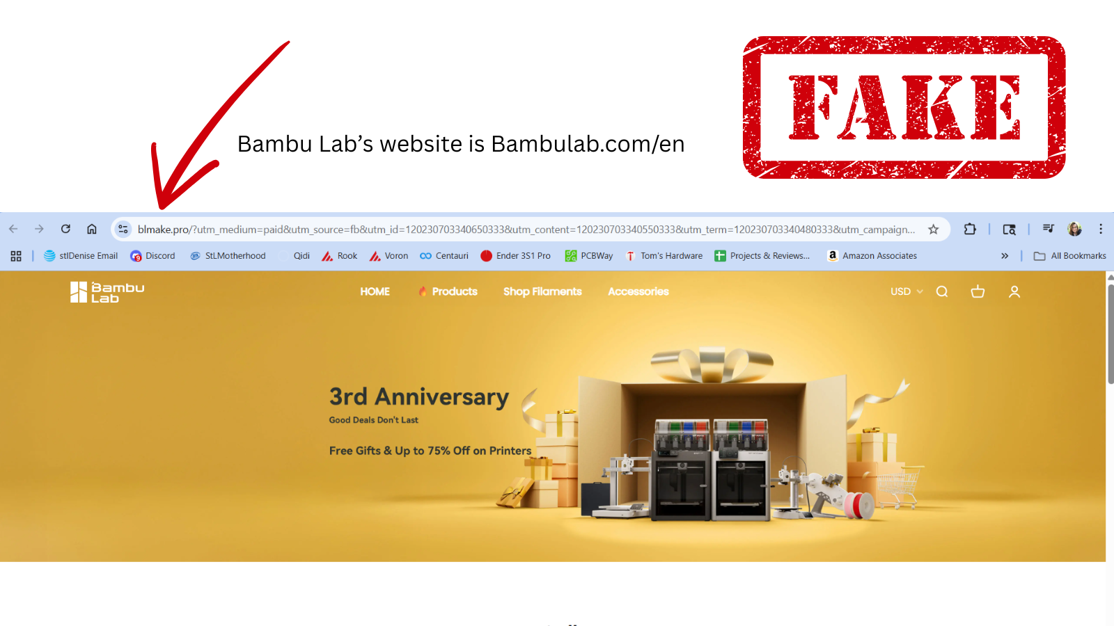 Bambu Lab Scam Alert