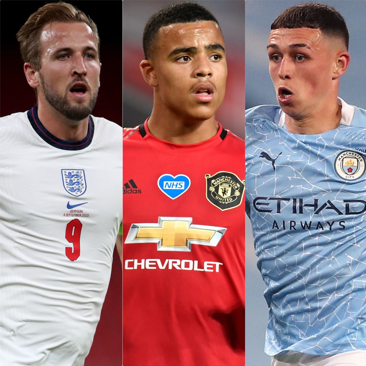 England captain Harry Kane has checked in on Mason Greenwood and Phil Foden