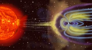 The Earth's magnetic field acts as a shield that absorbs most solar wind.