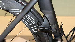 The ViAS rear brake pivots on two mounts protruding from the seat tube