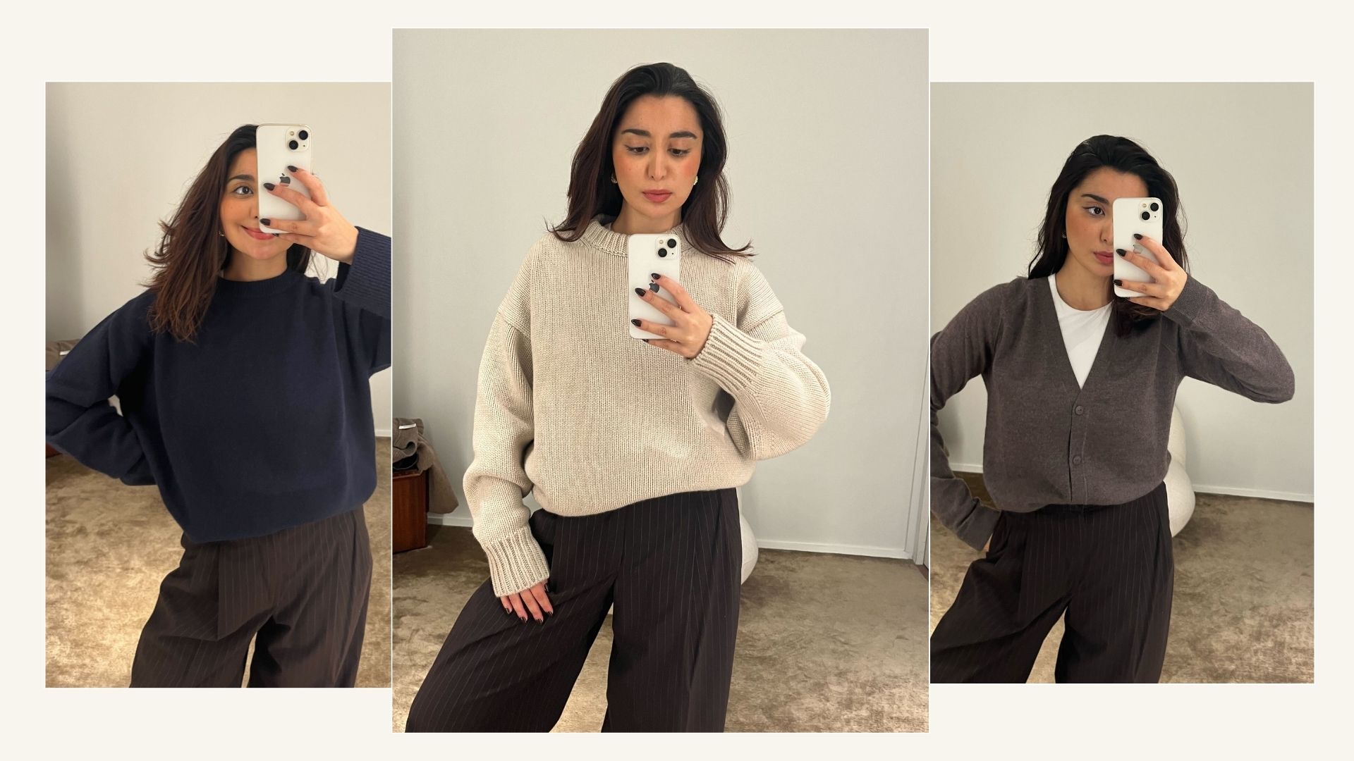 Senior Shopping Editor Marina wearing The Row&#039;s cashmere knits