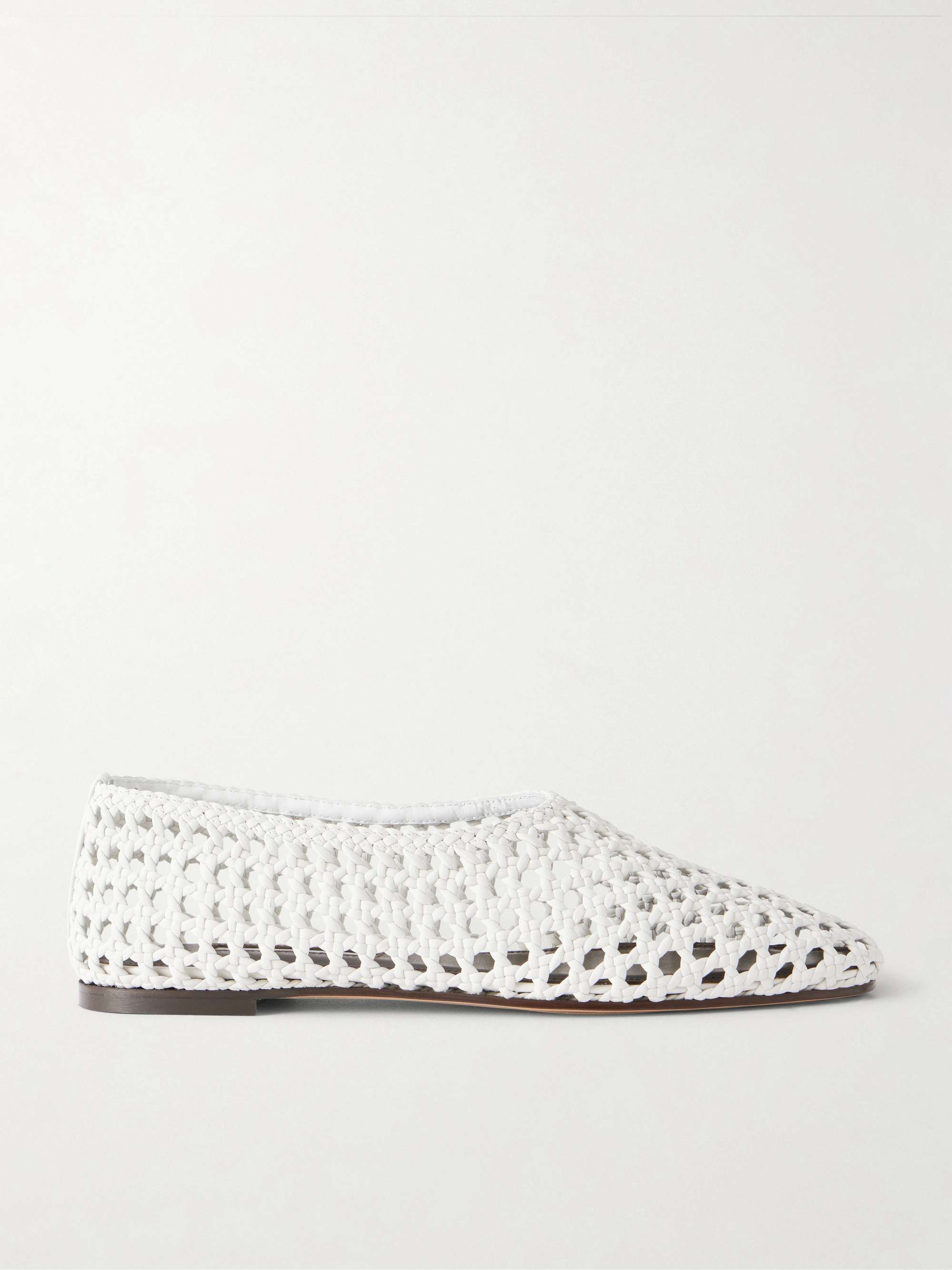 High Throat Woven Leather Ballet Flats