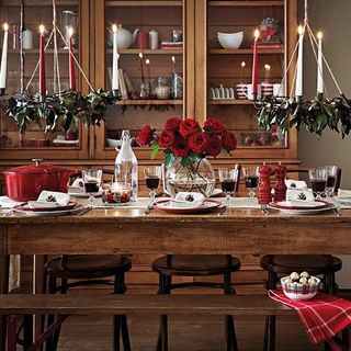 red decorating scheme featuring sainsbury's home accessories