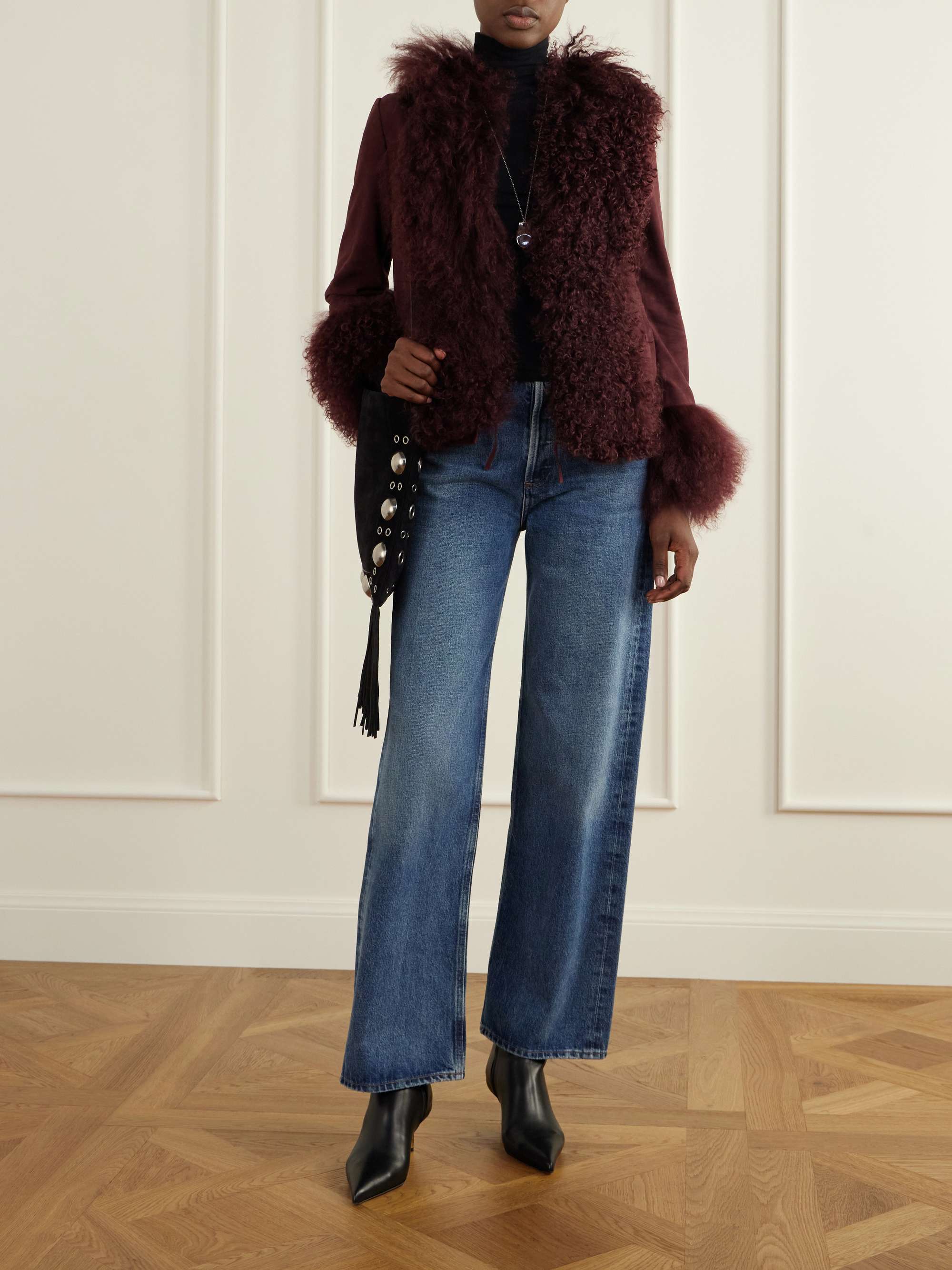 Shearling-Trimmed Suede Jacket