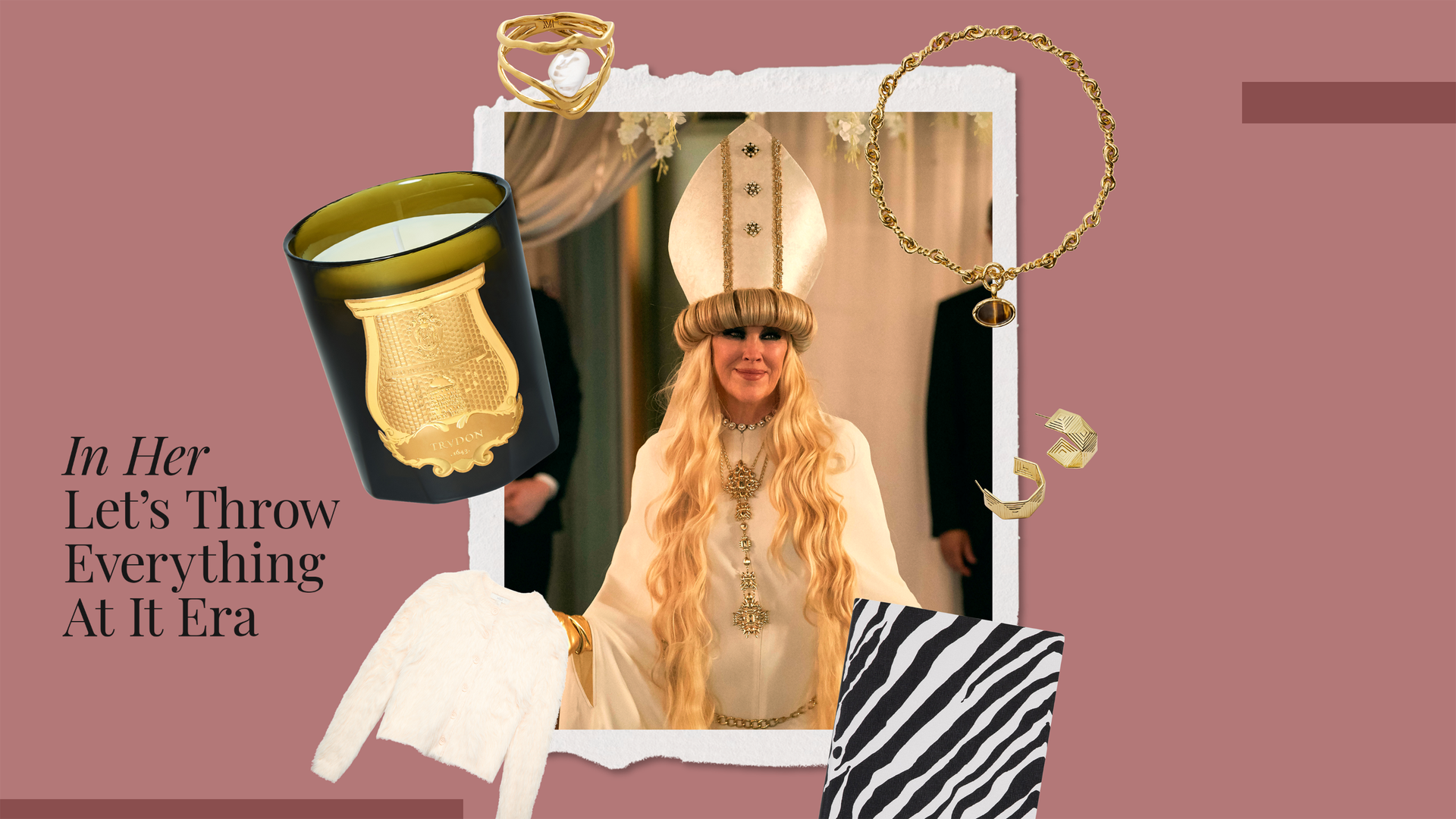 image of Catherine O'Hara in Schitt's Creek with gift guide products around it