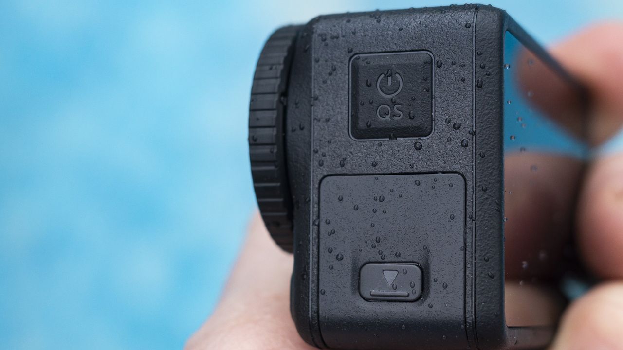 DJI Osmo Action 4 camera closeup of on button