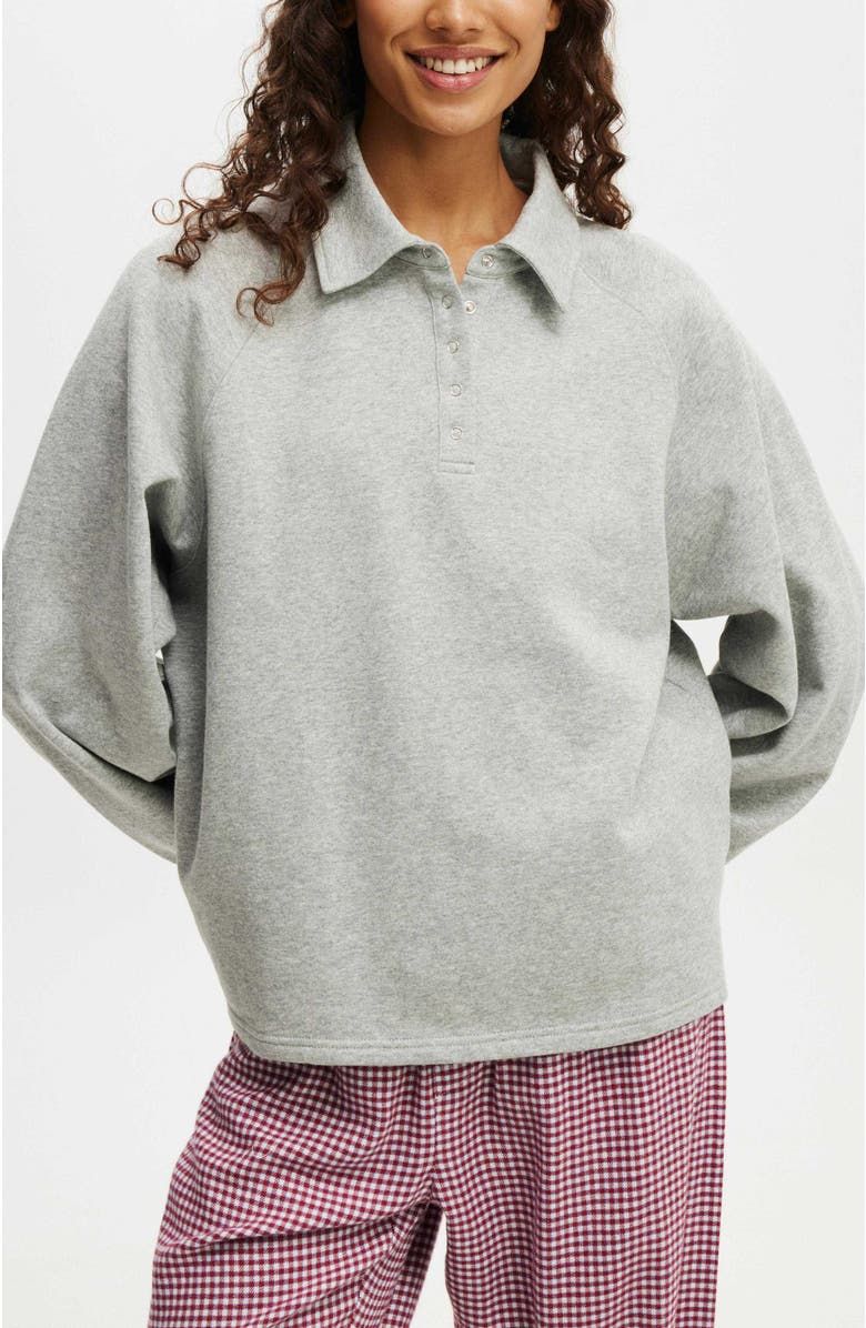 Women's Oversized Collared Lounge Fleece Sweater