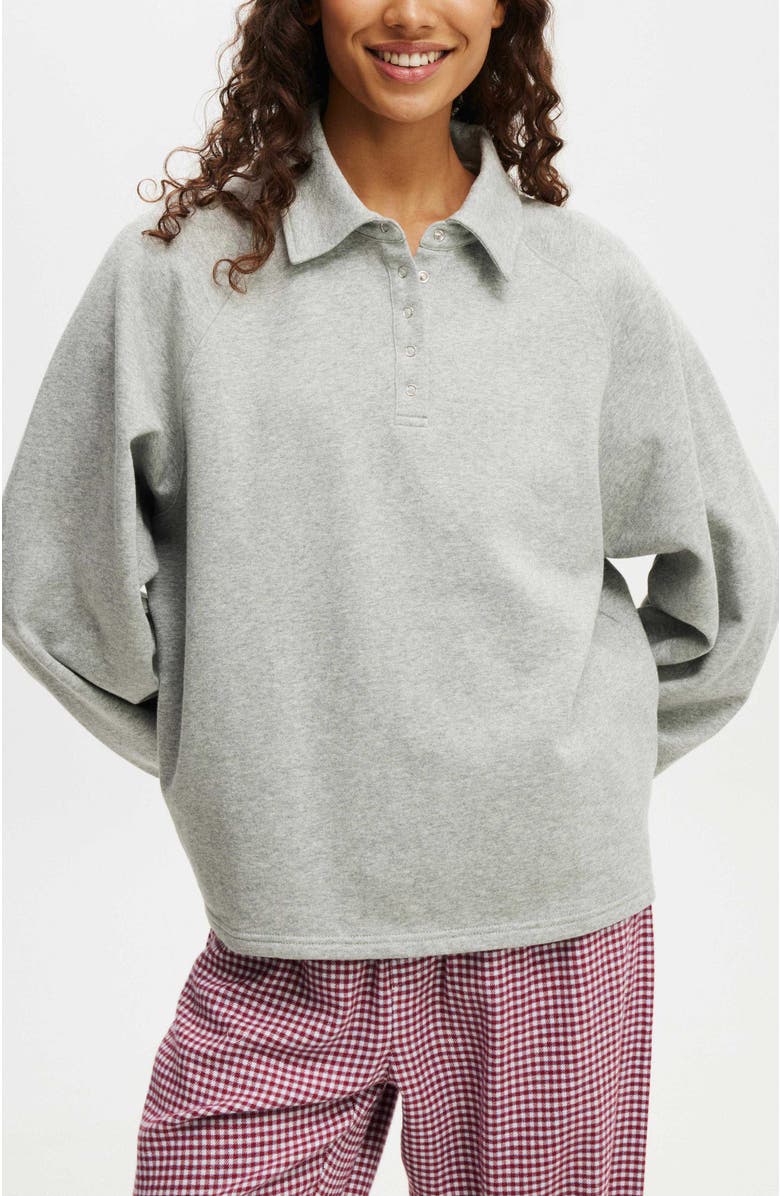 Women's Oversized Collared Lounge Fleece Sweater
