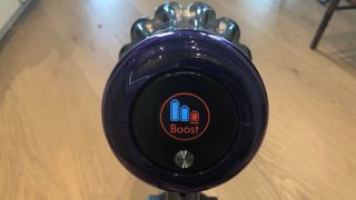 The Dyson V11 Boost mode on the LCD display