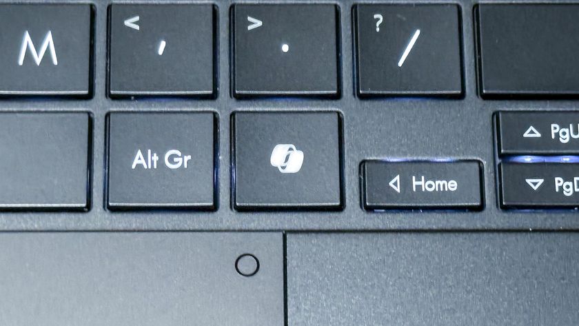 A close-up of the CoPilot+ button on the Asus ProArt PX13&#039;s keyboard