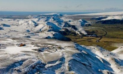 The Icelandic site for a new project called CarbFix that pumps thousands of gallons of water infused with COs into the porous volcanic rock deep underground.