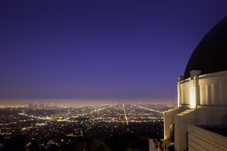 nighttime city view from the Griffith Observatory