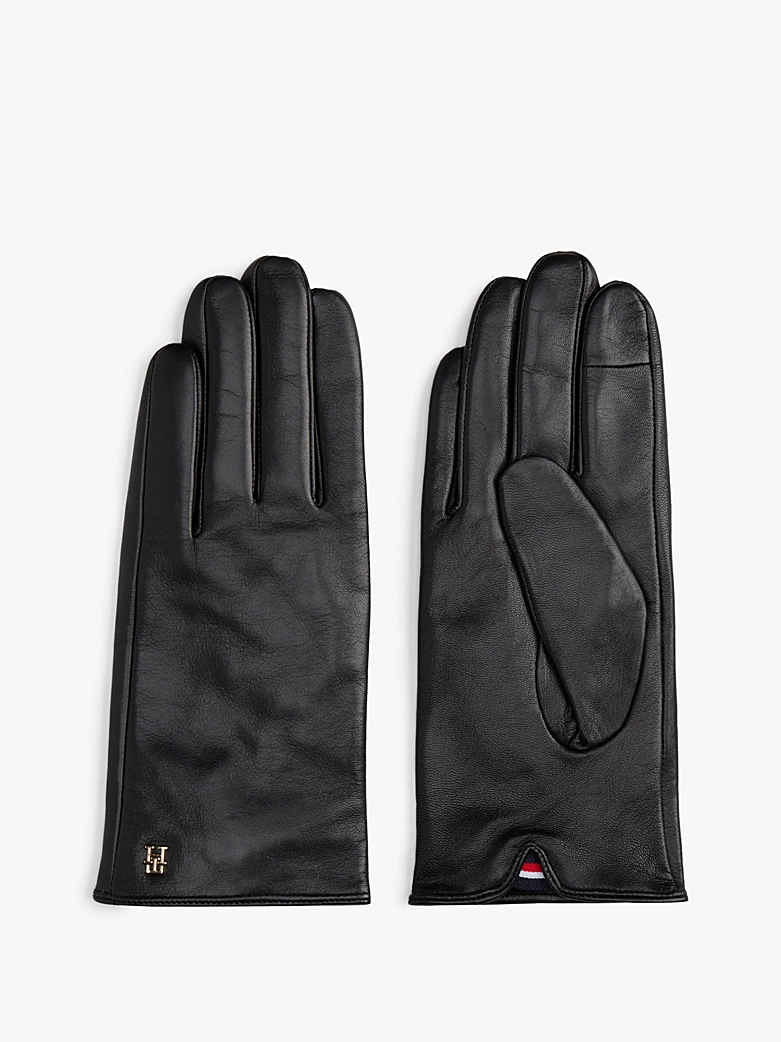 Tommy Hilfiger, Chic TH Monogram Plaque Leather Gloves