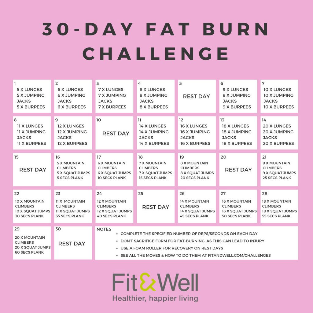 30 day Fat burn Challenge Fit Well