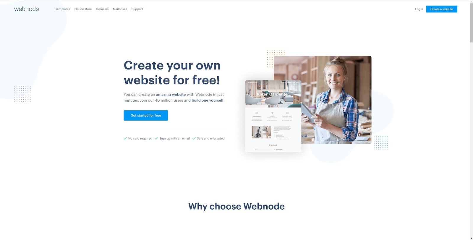 A screenshot from Webnode, one of the best free website builders