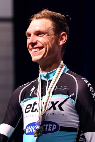 Tony Martin smiling after his team finished second