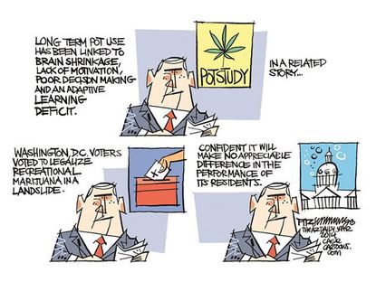 Political cartoon marijuana use presidential performance
