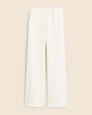 Petite Cuffed Wide-Leg Trouser Pant in Wool Blend