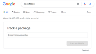 FedEx tracking in Google Search