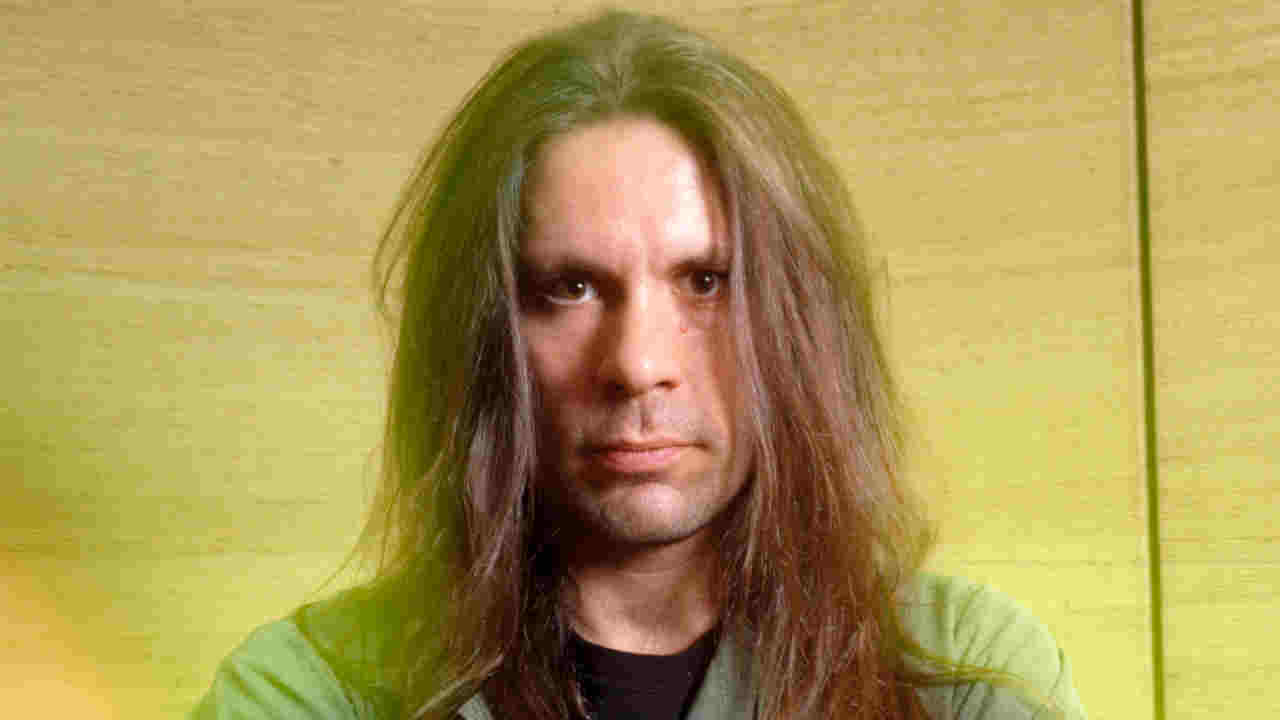 Bruce Dickinson posing for a photograph in 1994