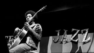 Bassist Stanley Clarke performs during the Monterey Jazz Festival, Monterey, CA 1975.