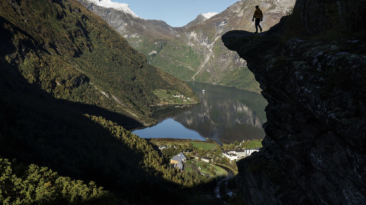 NORWAY. 2016. Geiranger.View out the Geiranger fjord.Photographed on assignment for Land Rover.