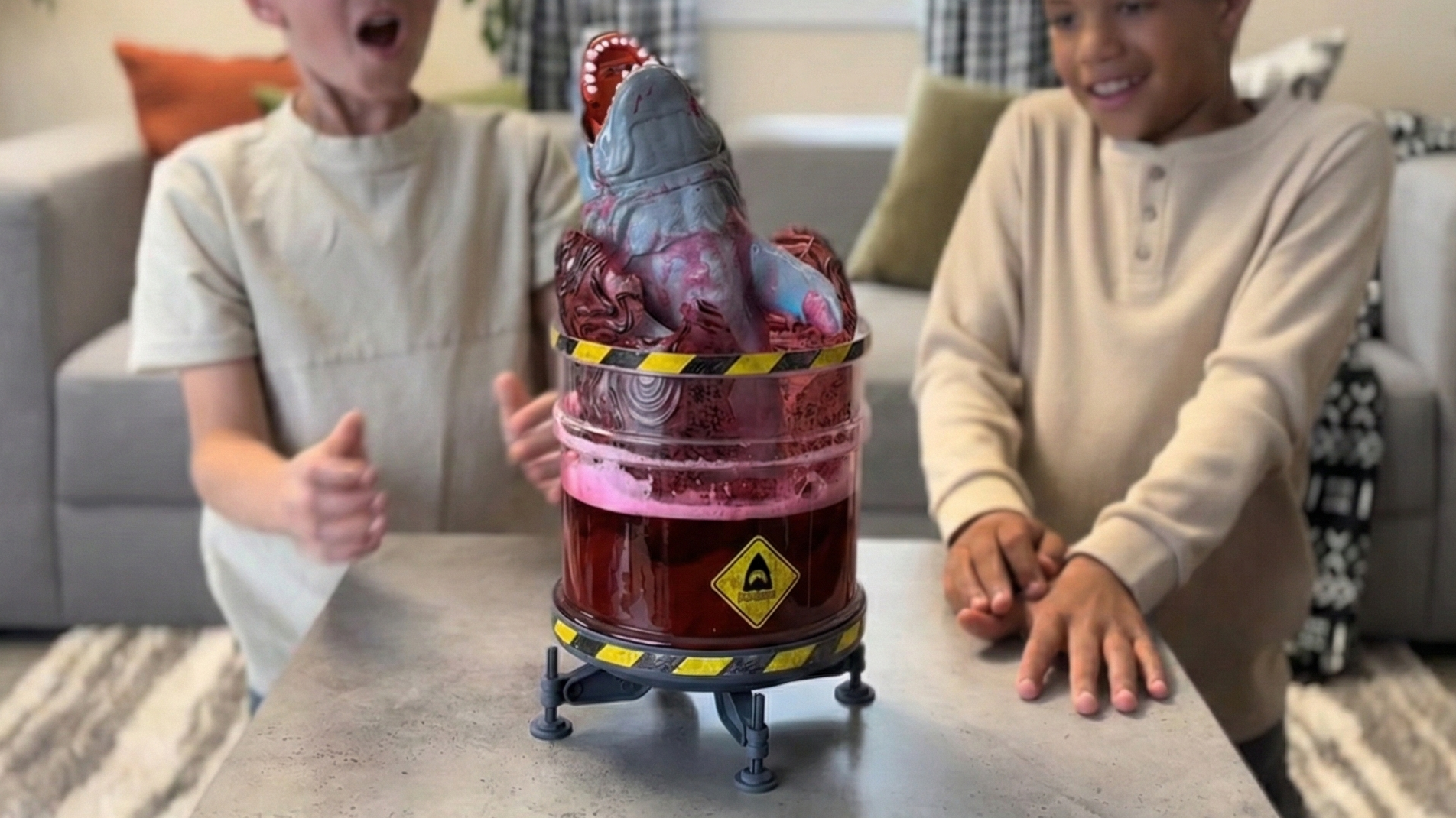 Hatching Megalodon toy on table