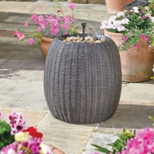 Garden Mile Solar Water Feature Fountain - Outdoor Rock Fall Solar Powered Water Fountain With Led Light Resin Cascade Garden Ornament for Patio, Pond &amp;amp; Lawn D&amp;eacute;cor - Solar Water Fountain