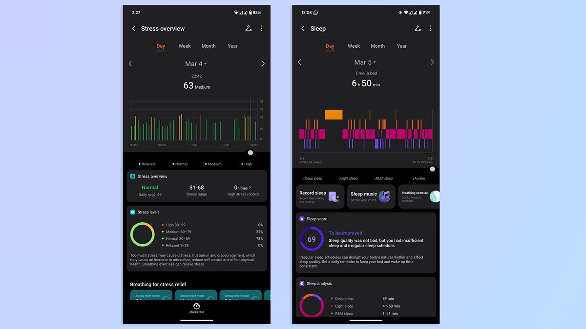 Screenshots of Honor Health App showing sleep tracking
