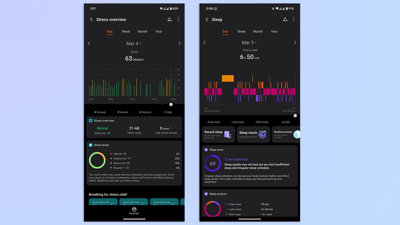 Screenshots of Honor Health App showing sleep tracking